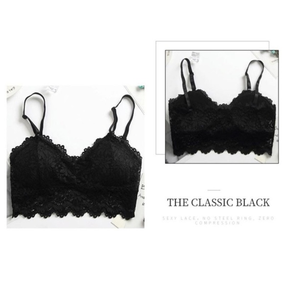 Black Underwear Floral Lace Bralette Crop top - Picture 3 of 3